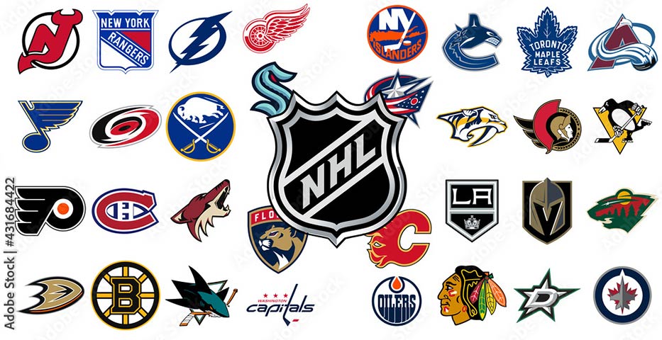 Logá hokejových klubov NHL z fotobanky Stock Adobe pre tvoje použitie na potlač