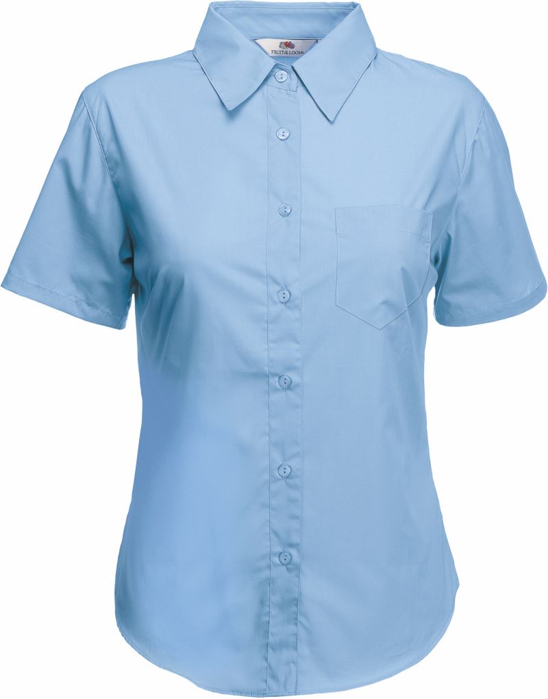 F.O.L. | Lady-Fit Poplin Shirt SSL – 16.5014 – mid blue
