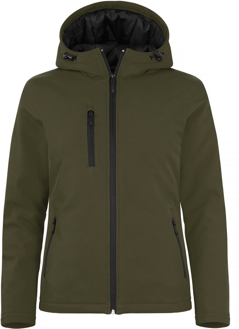 Clique | Padded Hooded Softshell Women – 67.0953 – fog green