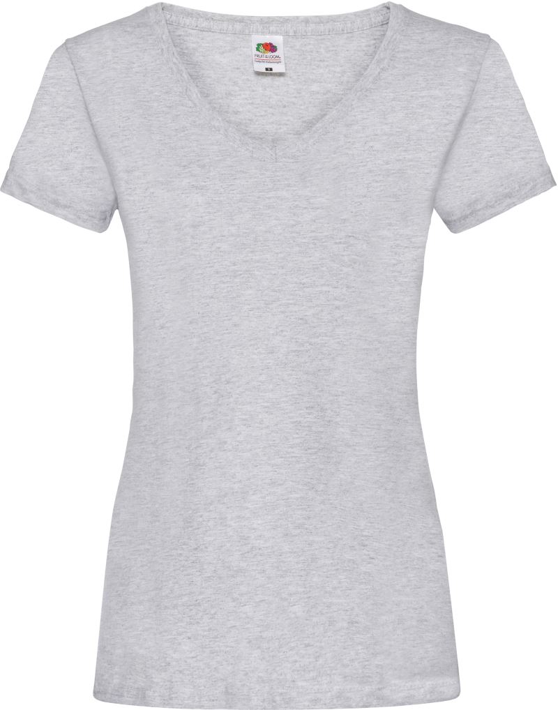 F.O.L. | Lady-Fit Valueweight V-Neck T – 16.1398 – heather grey