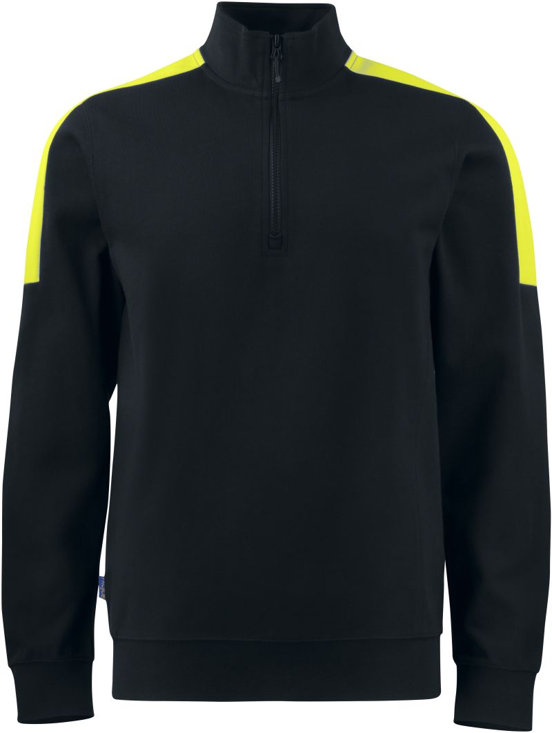 ProJob | 2128 Sweatshirt 1/2 Zip – 64.2128 – black/yellow